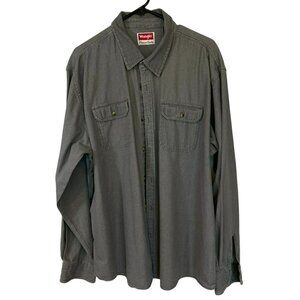 Wrangler Men's Premium Quality Long Sleeve Cotton Work Shirt Size XXL Gray Heavy